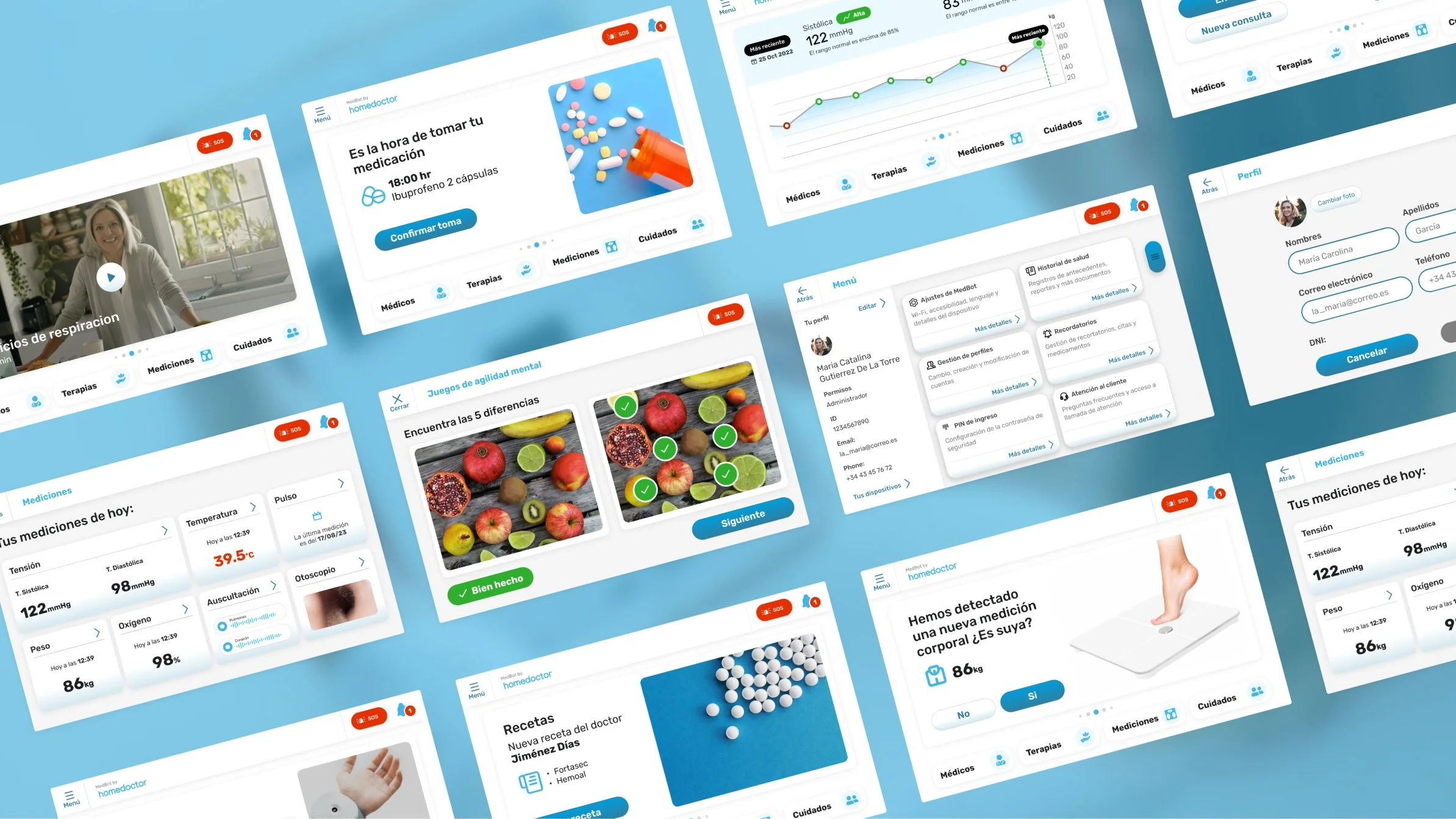 Pantallas múltiples de la app rediseñada
